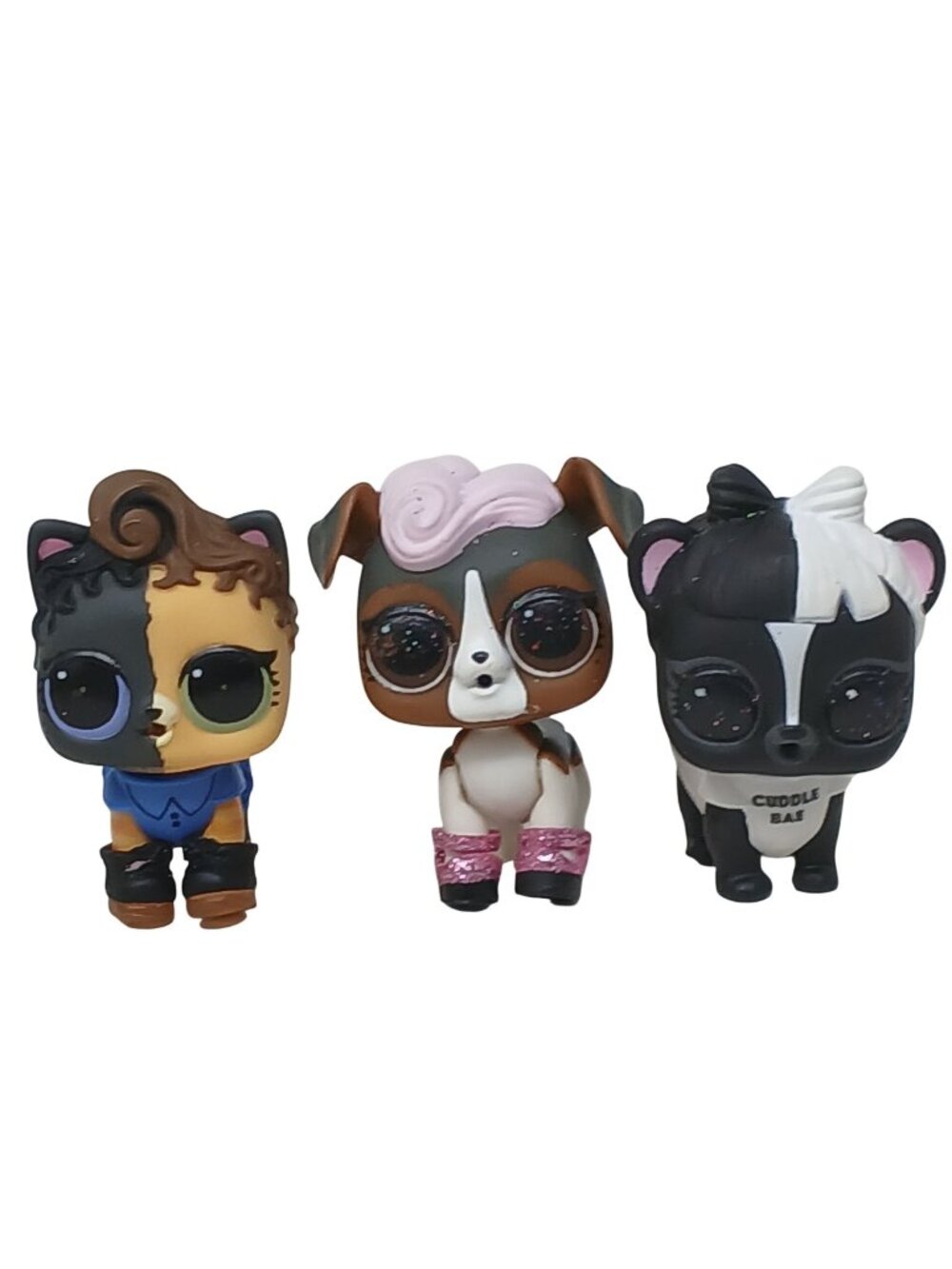 3 LOL Surprise Pets Doll Figures 2 Dogs & Skunk W/Accessories #J12